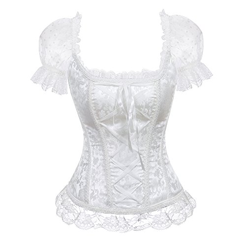 Grebrafan Damen Corsage Top Taillen Korsett Bustier Bluse (EUR(34-36) M, Weiß) von Grebrafan