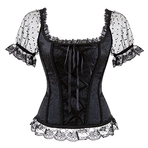 Grebrafan Damen Corsage Top Taillen Korsett Bustier Bluse (EUR(42-44) 3XL, Schwarz) von Grebrafan