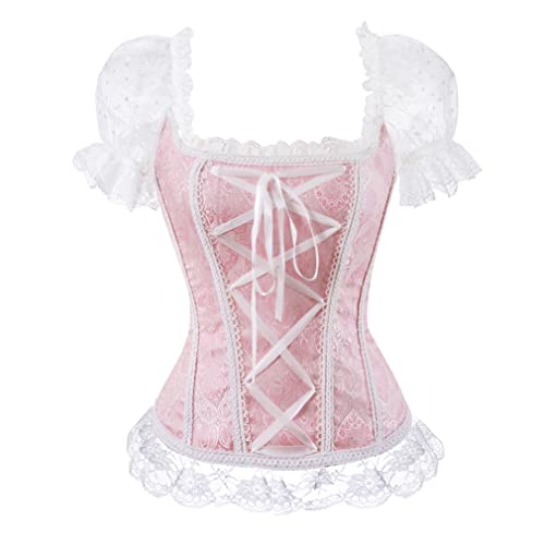 Grebrafan Damen Corsage Top Taillen Korsett Bustier Bluse (EUR(38-40) XL, Rosa) von Grebrafan