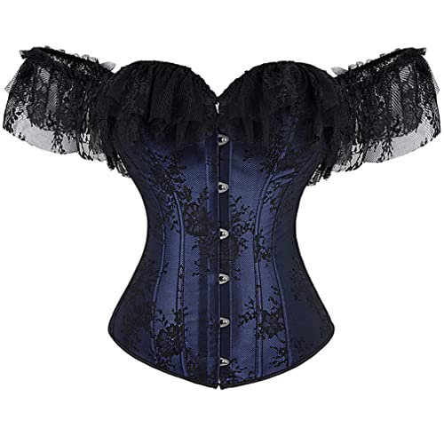 Grebrafan Damen Corsage mit Ärmel Taillen Korsett Top Gothic (EUR(32-34) S, Dark Blau) von Grebrafan