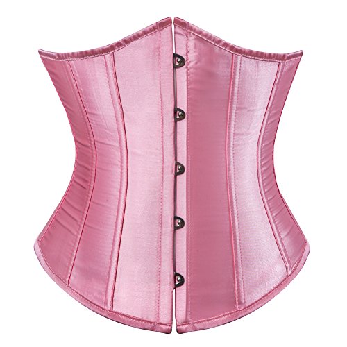 Grebrafan Damen Satin Unterbrust Taillen Corsage Korsett Große Größen (EUR(30-32) XS, Rosa) von Grebrafan