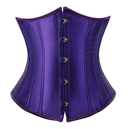 Grebrafan Damen Satin Unterbrust Taillen Corsage Korsett Große Größen (EUR(38-40) XL,Dark Violett) von Grebrafan