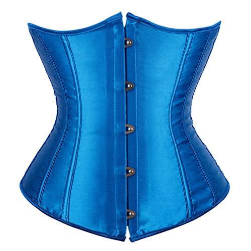 Grebrafan Damen Satin Unterbrust Taillen Corsage Korsett Große Größen (EUR(40-42) 2XL,See Blau) von Grebrafan