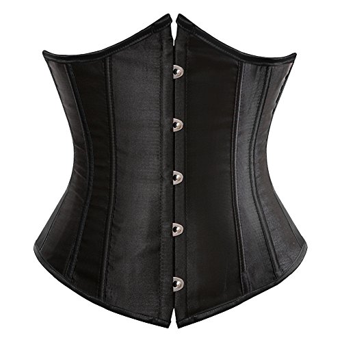 Grebrafan Damen Unterbrust Corsage Satin Shaper Korsett Grosse Grösse (EUR(28-30) XXS,Schwarz) von Grebrafan