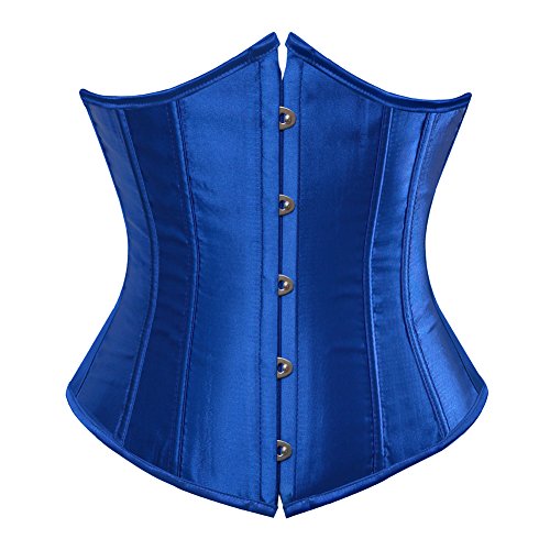 Grebrafan Damen Unterbrust Corsage Satin Shaper Korsett Grosse Grösse (EUR(32-34) S,Blau) von Grebrafan