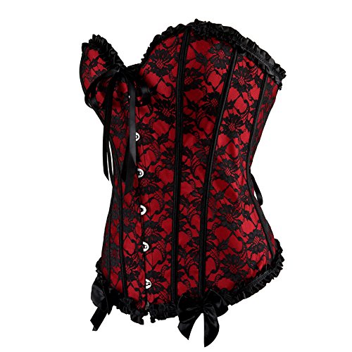 Grebrafan Exclusive Corsage Damen Korsett Mieder Korsage (EUR(50-52) 7XL, Rot) von Grebrafan