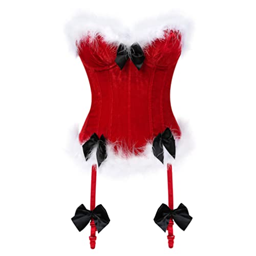 Grebrafan Gothic Corsage Damen Weihnachten Korsett Top (EUR(32-34) S, Rot) von Grebrafan