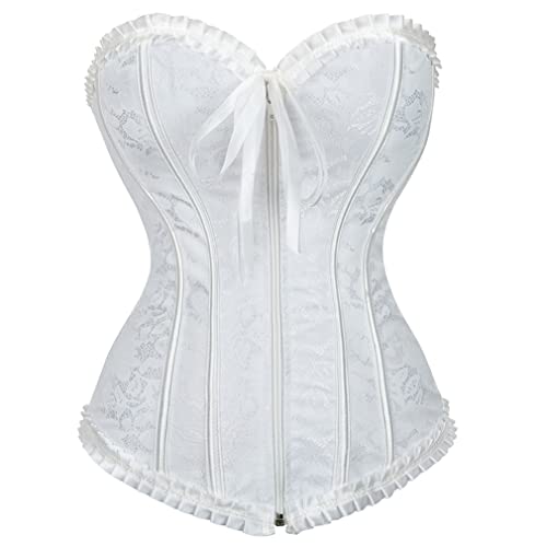 Grebrafan Korsett Corsage Top Damen Renaissance Korsagen Gothic (EUR(32-34) S, Weiß) von Grebrafan