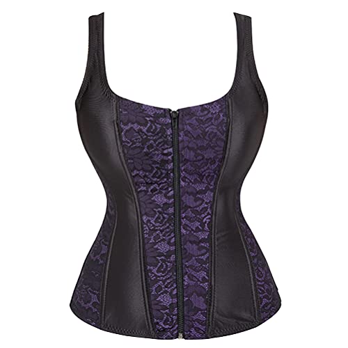 Grebrafan Korsett Strapse Corsage Clubwear Damen Korsagen Vollbrust (EUR(32-34) S, Violett) von Grebrafan