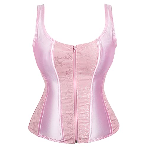 Grebrafan Korsett Strapse Corsage Clubwear Damen Korsagen Vollbrust (EUR(42-44) 3XL, Rosa) von Grebrafan