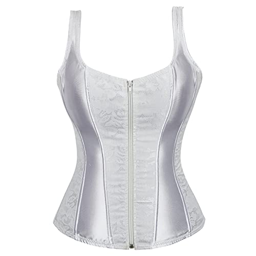 Grebrafan Korsett Strapse Corsage Clubwear Damen Korsagen Vollbrust (EUR(44-46) 4XL, Weiß) von Grebrafan