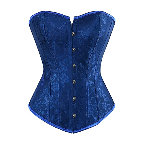 Grebrafan Satin Corsage Korsett Bustier Korsage Vollbrust (EUR(30-32) XS, Blau) von Grebrafan