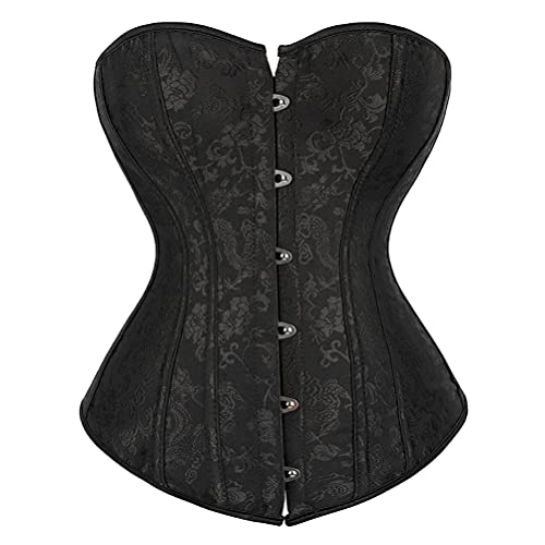 Grebrafan Satin Corsage Korsett Bustier Korsage Vollbrust (EUR(36-38) L, Schwarz) von Grebrafan