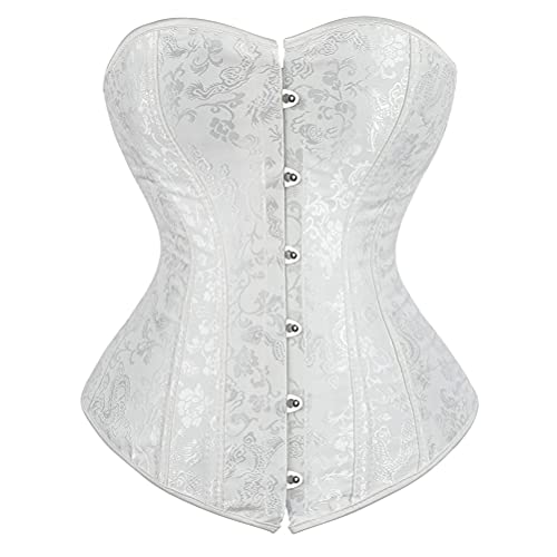 Grebrafan Satin Corsage Korsett Bustier Korsage Vollbrust (EUR(36-38) L, Weiß) von Grebrafan