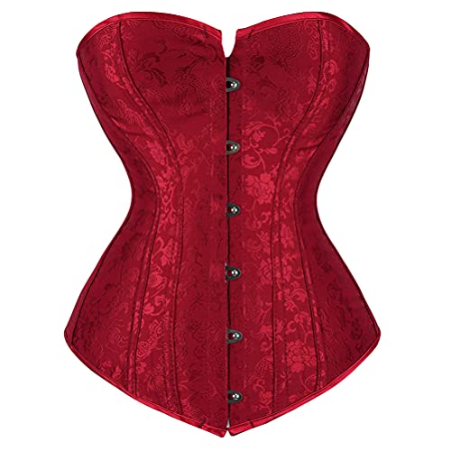 Grebrafan Satin Corsage Korsett Bustier Korsage Vollbrust (EUR(38-40) XL, Rot) von Grebrafan