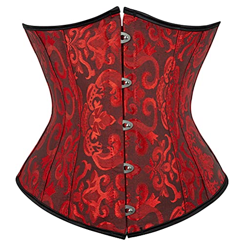 Grebrafan Sexy Corsage damen Korsett Unterbrust Clubwear Damen Korsagen (EUR(50-52) 7XL, Schwarz Rot) von Grebrafan