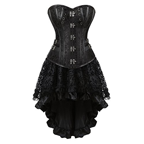 Grebrafan Steampunk Corsage Vintage Korsett mit Rock Tüll Tutu (EUR(36-38) L, Schwarz) von Grebrafan