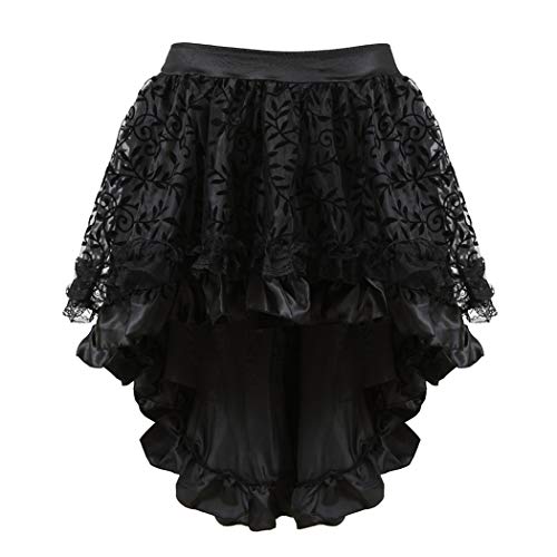 Grebrafan Steampunk Rock Damen Übergrößen Spitze Asymmetrische Tüll Tutu (EUR(32-34) S, Schwarz) von Grebrafan
