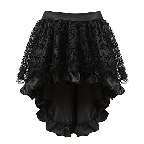 Grebrafan Steampunk Rock Damen Übergrößen Spitze Asymmetrische Tüll Tutu (EUR(34-36) M, Schwarz) von Grebrafan