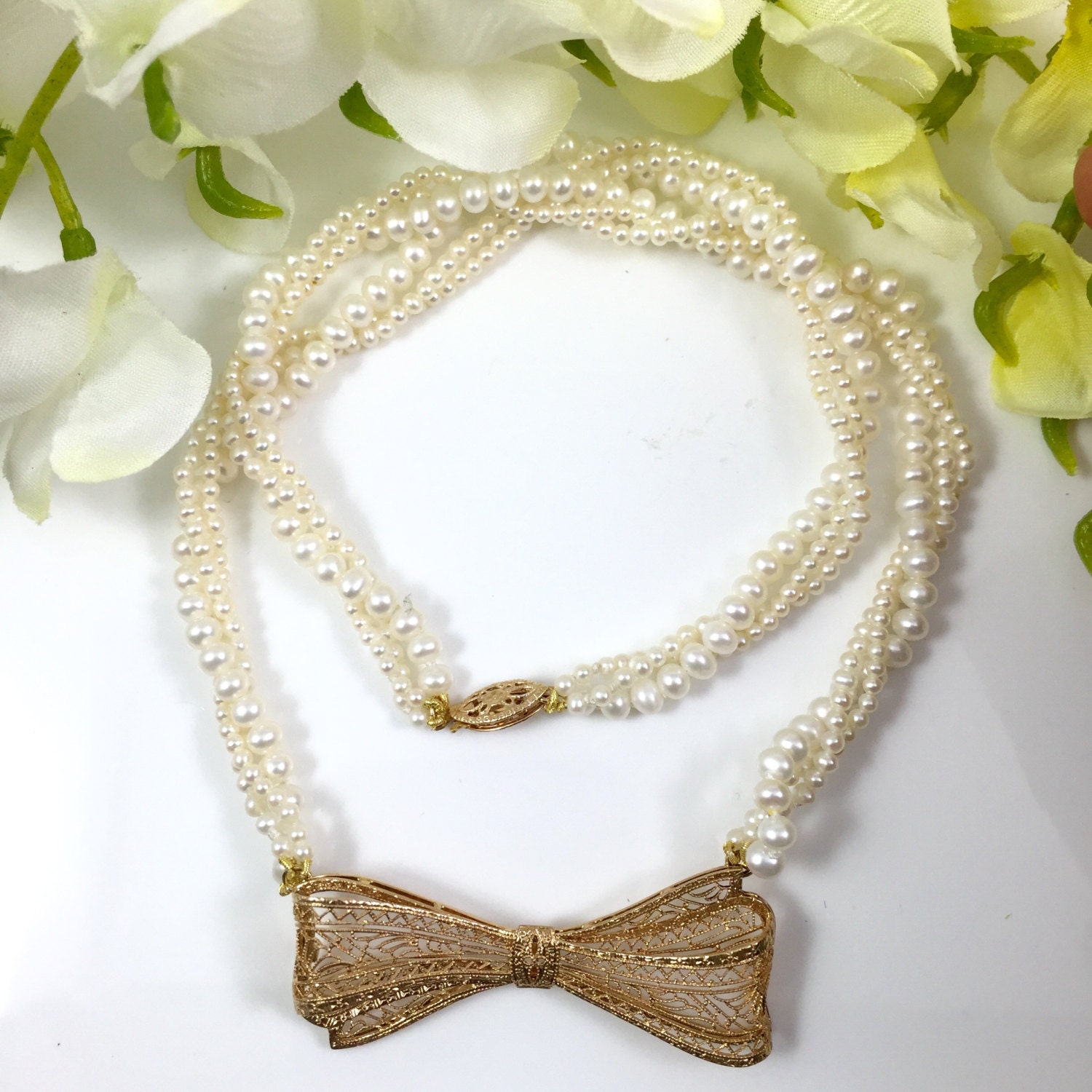 Vintage 10K Gelbgold Und Perlenkette Vintage 10K Gelbgold Und Perlenkette von GreeKeys