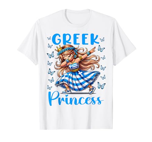 Griechische Prinzessin Dabbing für Mädchen & Kinder T-Shirt Griechische Prinzessin Dabbing für Mädchen & Kinder T-Shirt von Greece Butterflies Flag Heritage Co.