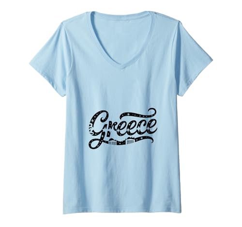 Damen Griechenland Skyline Reise Urlaub Outfits T-Shirt mit V-Ausschnitt Damen Griechenland Skyline Reise Urlaub Outfits T-Shirt mit V-Ausschnitt von Greece Casual Clothes T-Shirts
