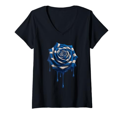 Damen Griechenland Rose T-Shirt mit V-Ausschnitt Damen Griechenland Rose T-Shirt mit V-Ausschnitt von Greece Flower