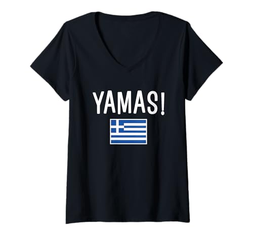 Damen Yamas! T-Shirt mit V-Ausschnitt Damen Yamas! T-Shirt mit V-Ausschnitt von Greece Gifts