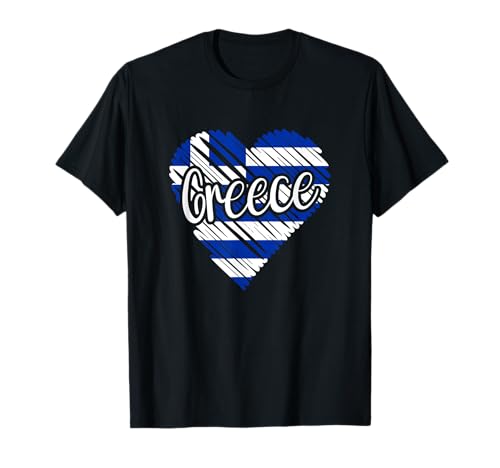 Griechenland für Herren, griechische Herzflagge für Damen, hellenisch T-Shirt von Greece Heart for Men and Women