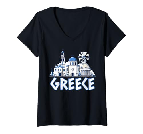 Damen Griechenland Urlaub Urlaub T-Shirt mit V-Ausschnitt Damen Griechenland Urlaub Urlaub T-Shirt mit V-Ausschnitt von Greece Motto