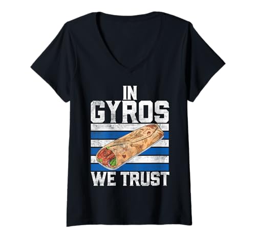 Damen In Gyros vertrauen wir griechisch T-Shirt mit V-Ausschnitt von Greek Gifts