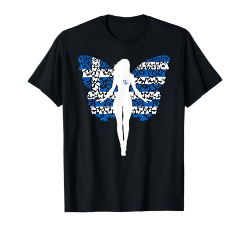 Griechisches Mädchen Griechenland Flagge Frau Schmetterling T-Shirt von Greek Girl Greece Flag Pride Womens Butterfly