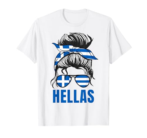 Hellas Griechische Mädchen Griechenland Flagge Mädchen Athen Ureinwohner Hellene T-Shirt von Greek Girls Greece girls Athens women flag