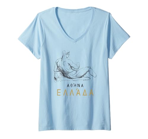 Damen Athens Griechenland in griechischer Sprache, Griechenland Urlaubssouvenir T-Shirt mit V-Ausschnitt Damen Athens Griechenland in griechischer Sprache, Griechenland Urlaubssouvenir T-Shirt mit V-Ausschnitt von Greek Language for Athens Greece Naked Greek Male