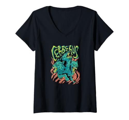 Damen Cerberus - Die Mythologie des Unterweltwächters T-Shirt mit V-Ausschnitt Damen Cerberus - Die Mythologie des Unterweltwächters T-Shirt mit V-Ausschnitt von Greek Mythology Power Designs
