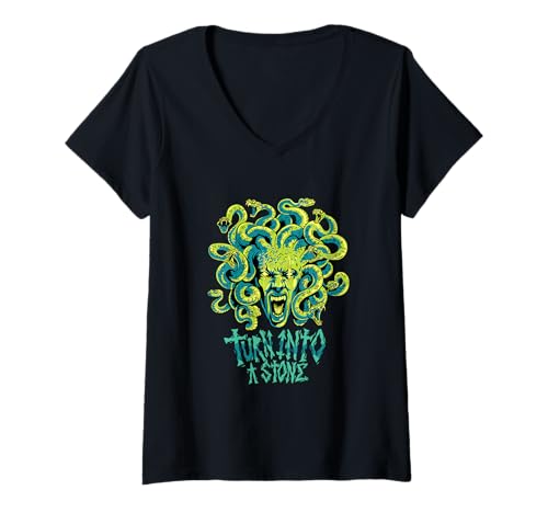 Damen Medusa: Verwandeln Sie Sich in einen Stein - griechische Mythologie Kunst T-Shirt mit V-Ausschnitt Damen Medusa: Verwandeln Sie Sich in einen Stein - griechische Mythologie Kunst T-Shirt mit V-Ausschnitt von Greek Mythology Power Designs