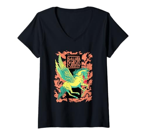 Damen Pegasus Mythologie - Griechisches geflügeltes Pferd Fantasiekunst T-Shirt mit V-Ausschnitt Damen Pegasus Mythologie - Griechisches geflügeltes Pferd Fantasiekunst T-Shirt mit V-Ausschnitt von Greek Mythology Power Designs