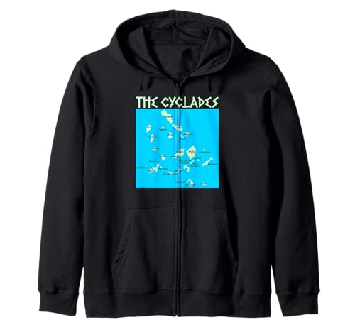 Karte der griechischen Kykladen Inseln, geeignet für Männer und Frauen. Kapuzenjacke Karte der griechischen Kykladen Inseln, geeignet für Männer und Frauen. Kapuzenjacke von Greek Pride Products