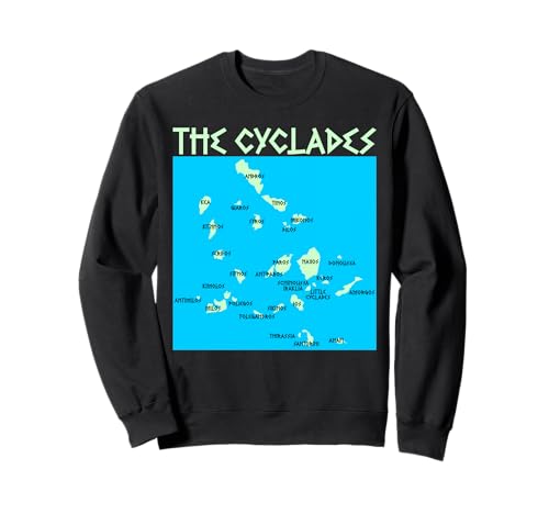 Karte der griechischen Kykladen Inseln, geeignet für Männer und Frauen. Sweatshirt von Greek Pride Products