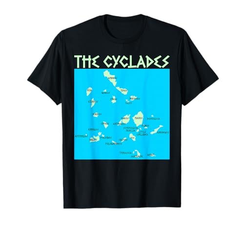Karte der griechischen Kykladen Inseln, geeignet für Männer und Frauen. T-Shirt Karte der griechischen Kykladen Inseln, geeignet für Männer und Frauen. T-Shirt von Greek Pride Products