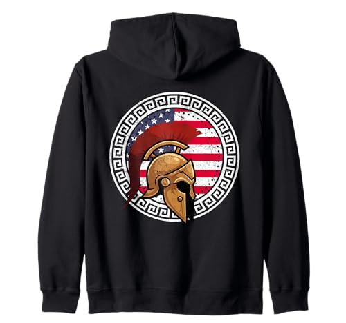 Griechischer Spartaner-Helm Krieger Design Herren Graphic Sparta Kapuzenjacke von Greek Spartan Mens Graphic Ancient Greece