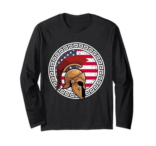 Griechischer Spartaner-Helm Krieger Design Herren Graphic Sparta Langarmshirt von Greek Spartan Mens Graphic Ancient Greece