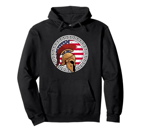 Griechischer Spartaner-Helm Krieger Design Herren Graphic Sparta Pullover Hoodie von Greek Spartan Mens Graphic Ancient Greece