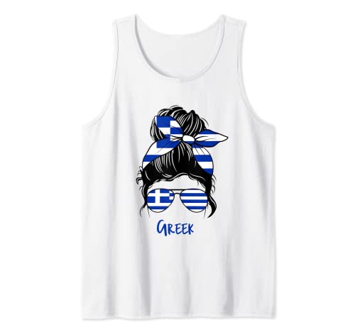 Griechische Frau Griechenland Mädchen Flagge Tank Top von Greek woman Greece girl flag