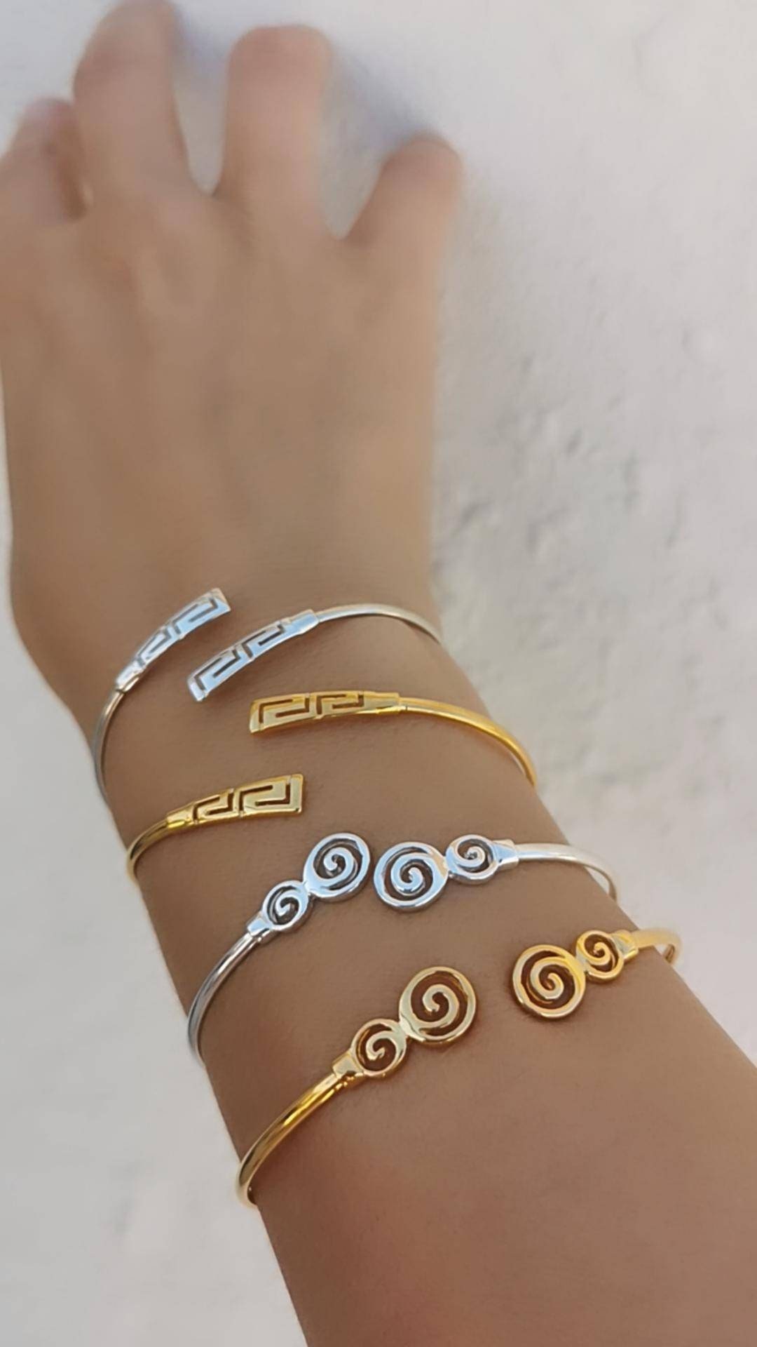 Hochwertige Sterling Silber 925 Vergoldete Handgemachte Armbänder/Pyral /Meanders Hochwertige Sterling Silber 925 Vergoldete Handgemachte Armbänder/Pyral /Meanders von GreekAncientJewelry