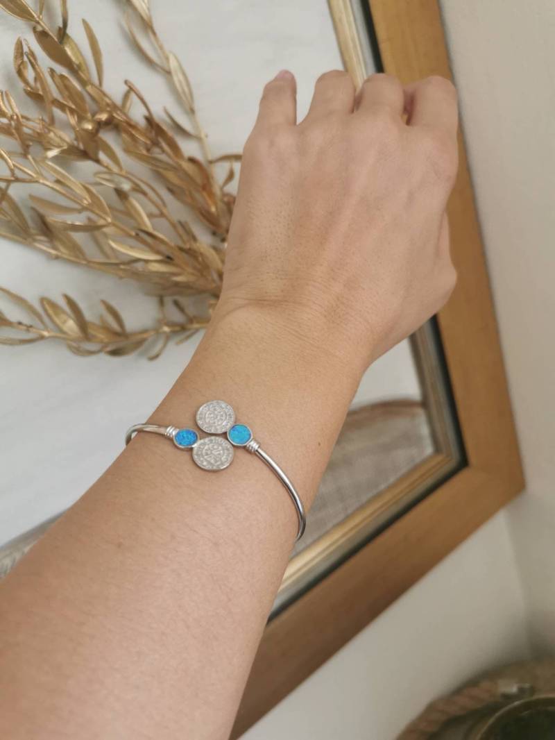 sterling Silber Disk Von Phaistos Opal Armreif von GreekAncientJewelry