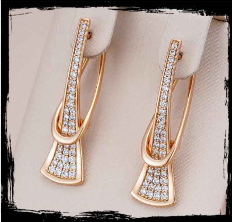 585 Rosegold Vergoldet Natürliche Zirkon Tropfen Ohrringe + Halskette von GreekArtCrafts