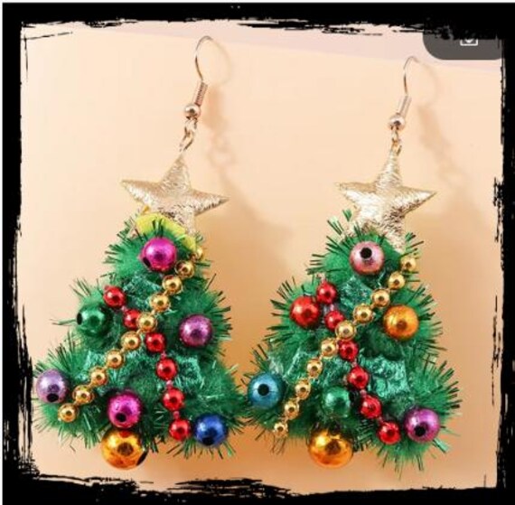 Vergoldet Weihnachts Hängeohrringen Ca 7, 2cm X 4cm von GreekArtCrafts