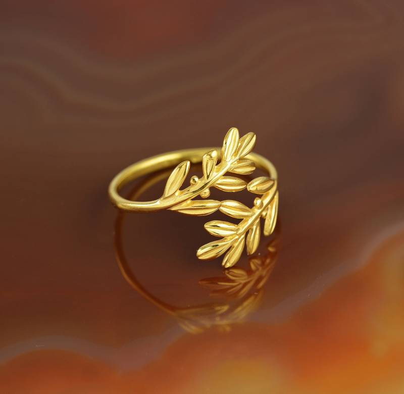 Goldring Mit Blatt, Blattring, Lorbeerring, Ring Olivenzweig, Zweig, Brautjungfer Ring, Brautjungfern Schmuck, Blatt Goldring Mit Blatt, Blattring, Lorbeerring, Ring Olivenzweig, Zweig, Brautjungfer Ring, Brautjungfern Schmuck, Blatt von GreekGoddessJewelry