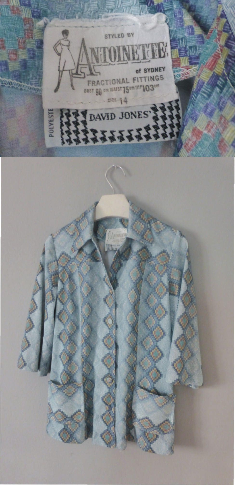 70Er Jahre David Jones Set. Größe M. Polyester Halbarm Langes Kleid & Leichte Jacke, Hergestellt in Australien. in Ausgezeichnetem Vintage Zustand von GreekJasmin